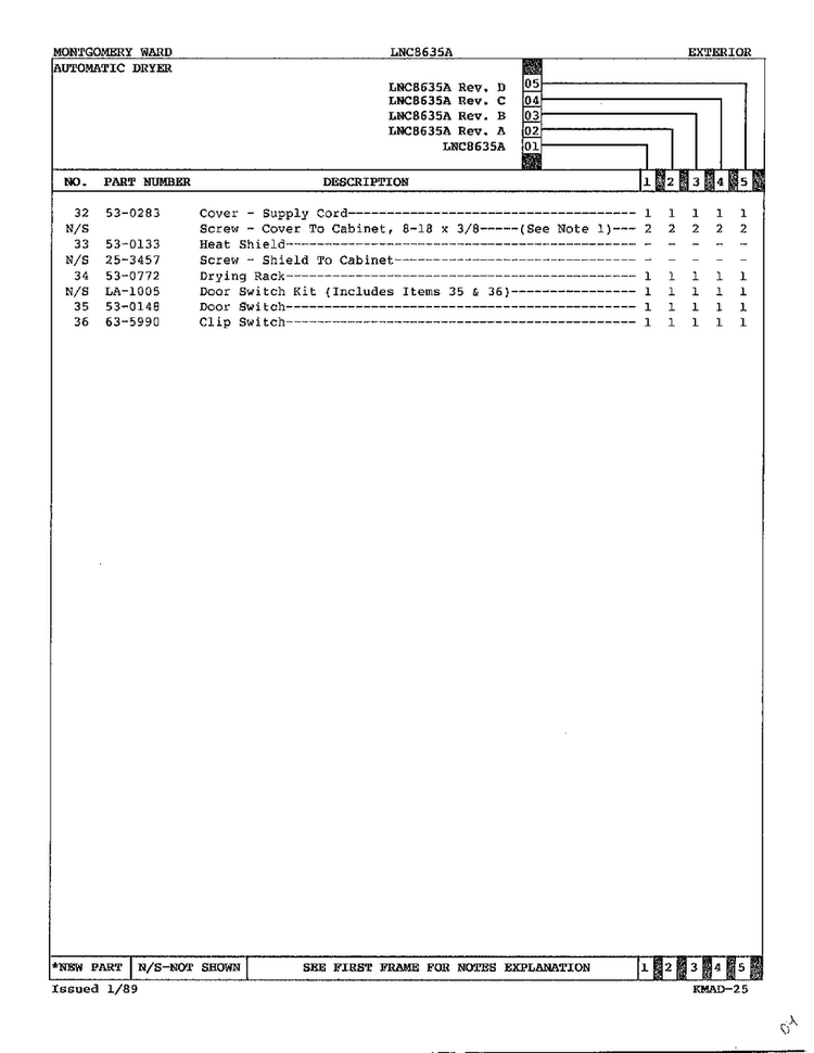 Exterior Page 3 Diagram and Parts List for 8635A  Norge Dryer