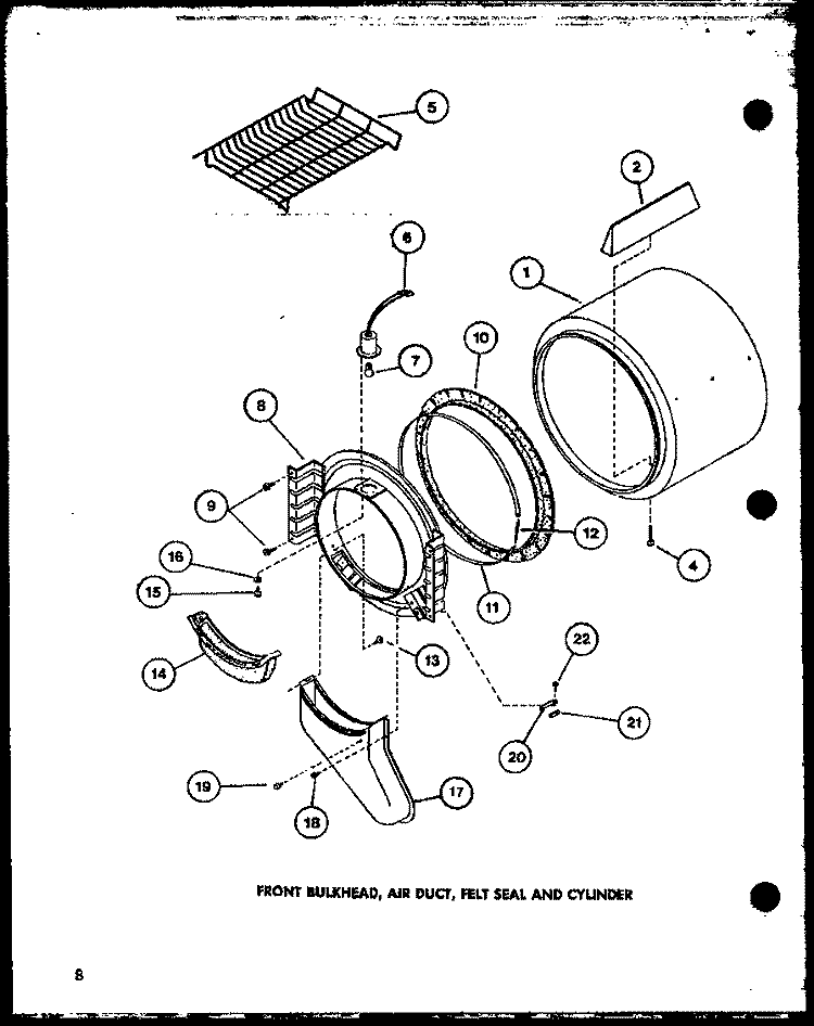 FRONT BULKHEAD Diagram and Parts List for LG2812 P7804816W W Amana Dryer