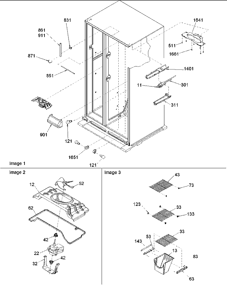 FZ SHELVING, FILTER & EVAP FAN MOTOR Diagram and Parts List for DRS2663BW PDRS2663BW0 Amana Refrigerator