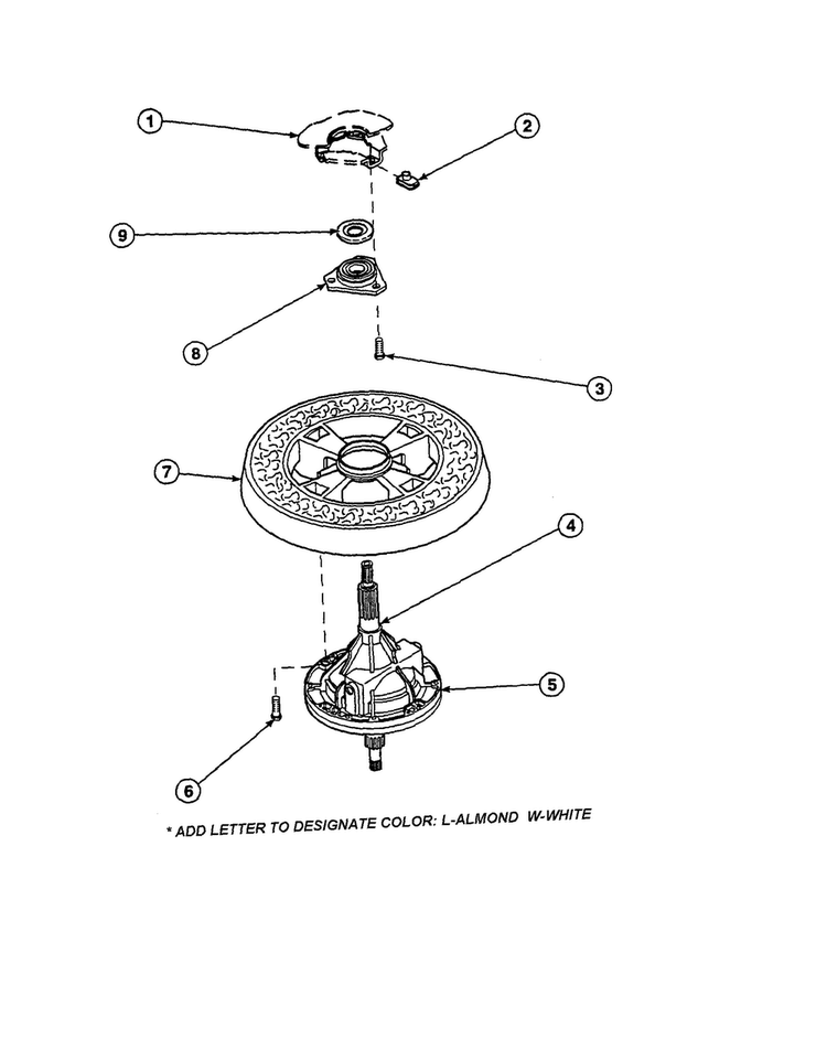 Transmission/balancing Ring Diagram and Parts List for LW2001W2-PLW2001W2A  Amana Washer