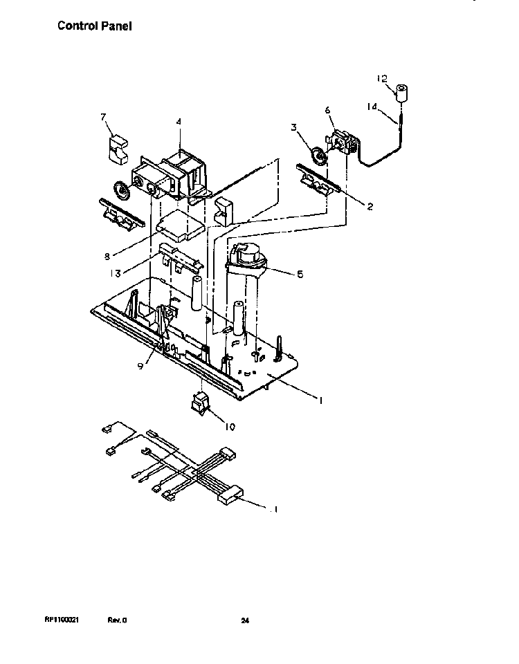 Control Panel Diagram and Parts List for TR22S4E-P1196203WE  Amana Refrigerator