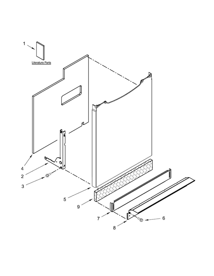Door And Panel Parts Diagram and Parts List for MDBH980AWQ0  Maytag Dishwasher