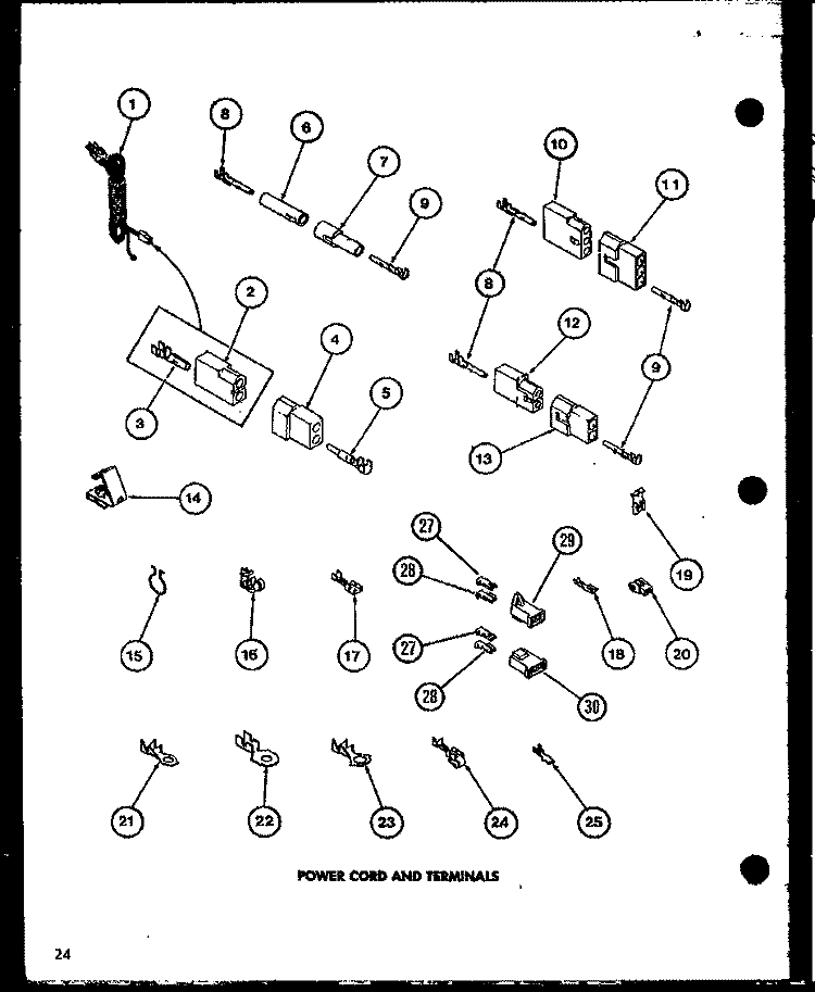 POWER CORD AMD TERMINALS Diagram and Parts List for LG2812 P7804816W W Amana Dryer