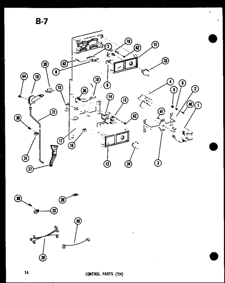 Control Parts Diagram and Parts List for TM14D-P73953-23W  Amana Refrigerator