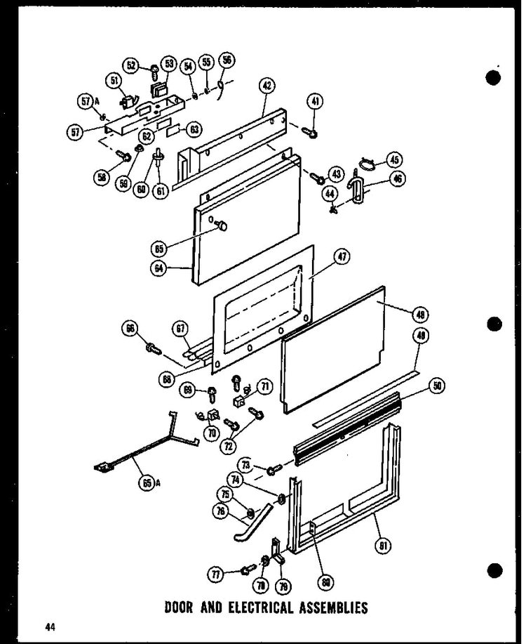 Door And Electrical Assemblies Diagram and Parts List for EIM5-H-P60119-2W  Amana Ice Maker
