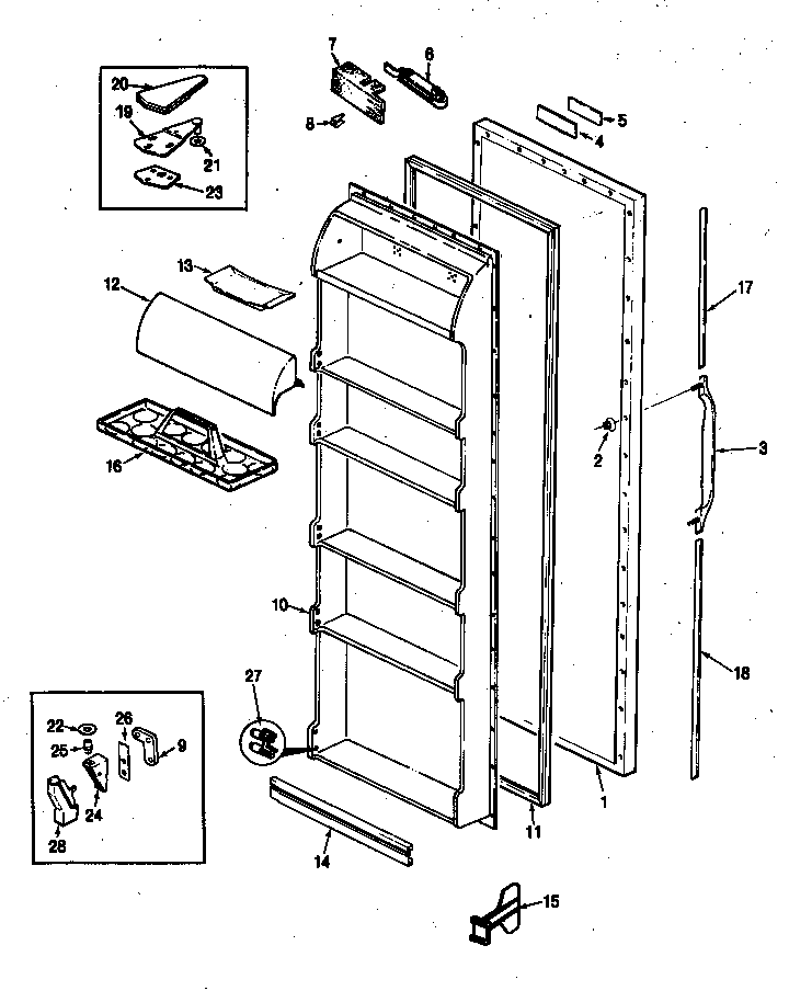 Fresh Food Door Diagram and Parts List for RC20LA-3AW-BS10C  Magic Chef Refrigerator
