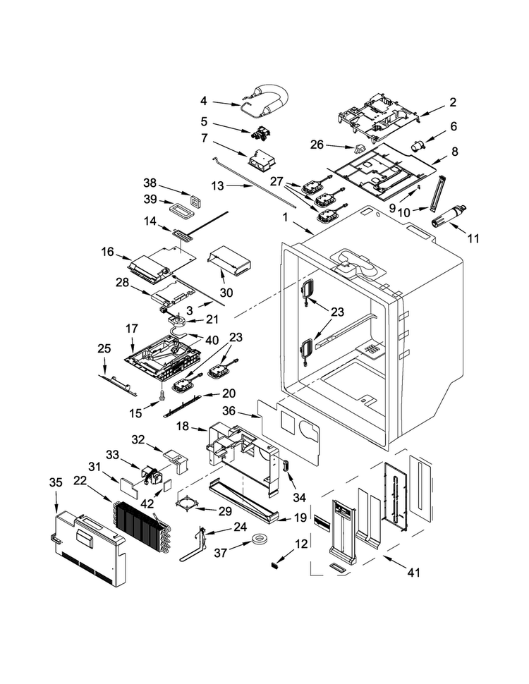 Refrigerator Liner Parts Diagram and Parts List for JFX2897DRM01  Jenn-Air Refrigerator