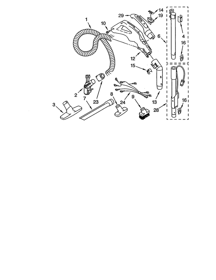 Hose And Attachments Diagram and Parts List for 11620712000  Kenmore Canister Vacuum