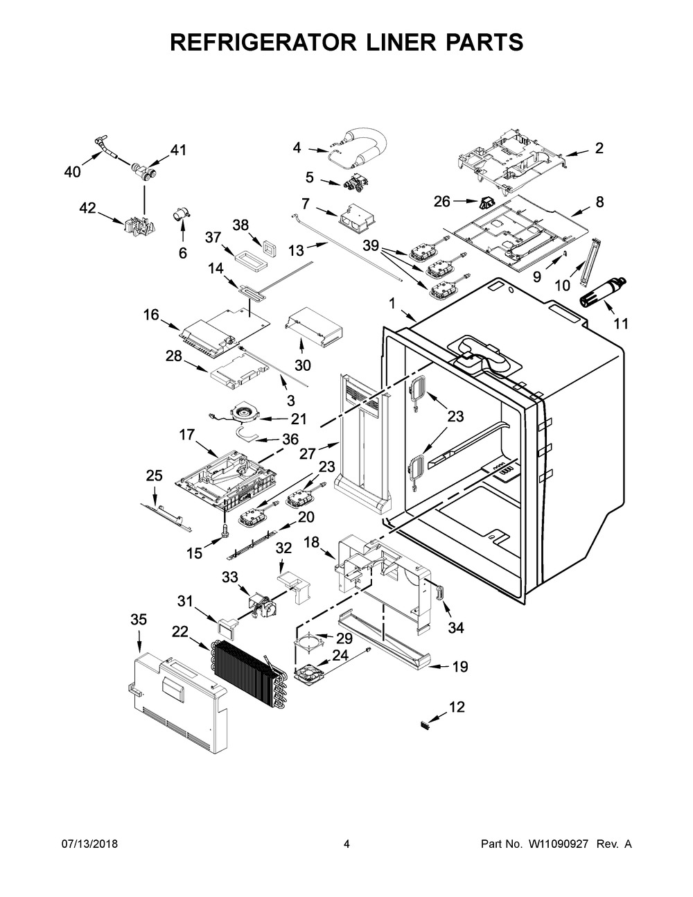 Refrigerator Liner Parts Diagram and Parts List for MFT2776FEZ01  Maytag Refrigerator