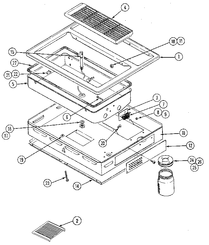Top/burner Box Assembly Diagram and Parts List for CG106B-C  Jenn-Air Cooktop