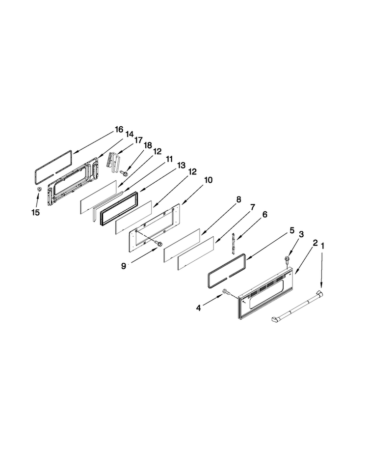 Upper Door Parts Diagram and Parts List for MER6757BAS15  Maytag Range