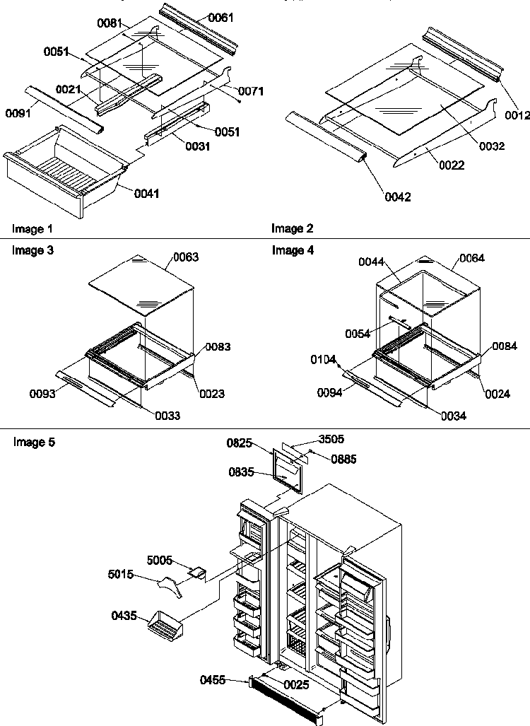 Shelves, Deli, Crisper Assemblies And Toe Grille Diagram and Parts List for SSD522SW-P1184704WW  Amana Refrigerator