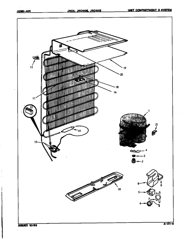 Unit Compartment & System Diagram and Parts List for JRC5 E7S01 Jenn-Air Refrigerator