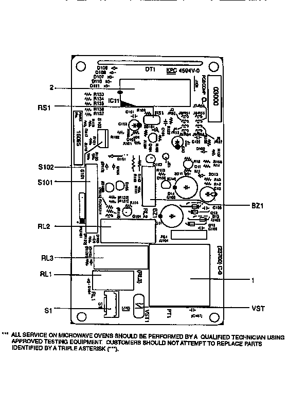 Power And Control Circuit Board Diagram and Parts List for 56566201692  Kenmore Microwave