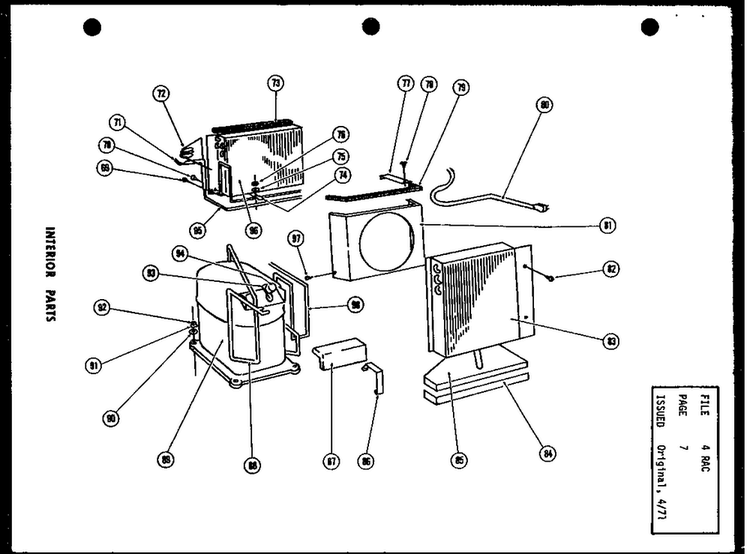 Interior Parts Diagram and Parts List for FC18-3H P54655-1R Amana Air Conditioner