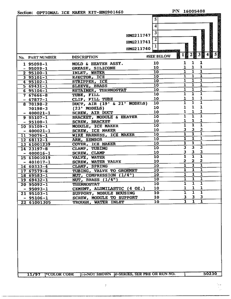 Optional Ice Maker Kit Page 2 Diagram and Parts List for 211740  Admiral Refrigerator