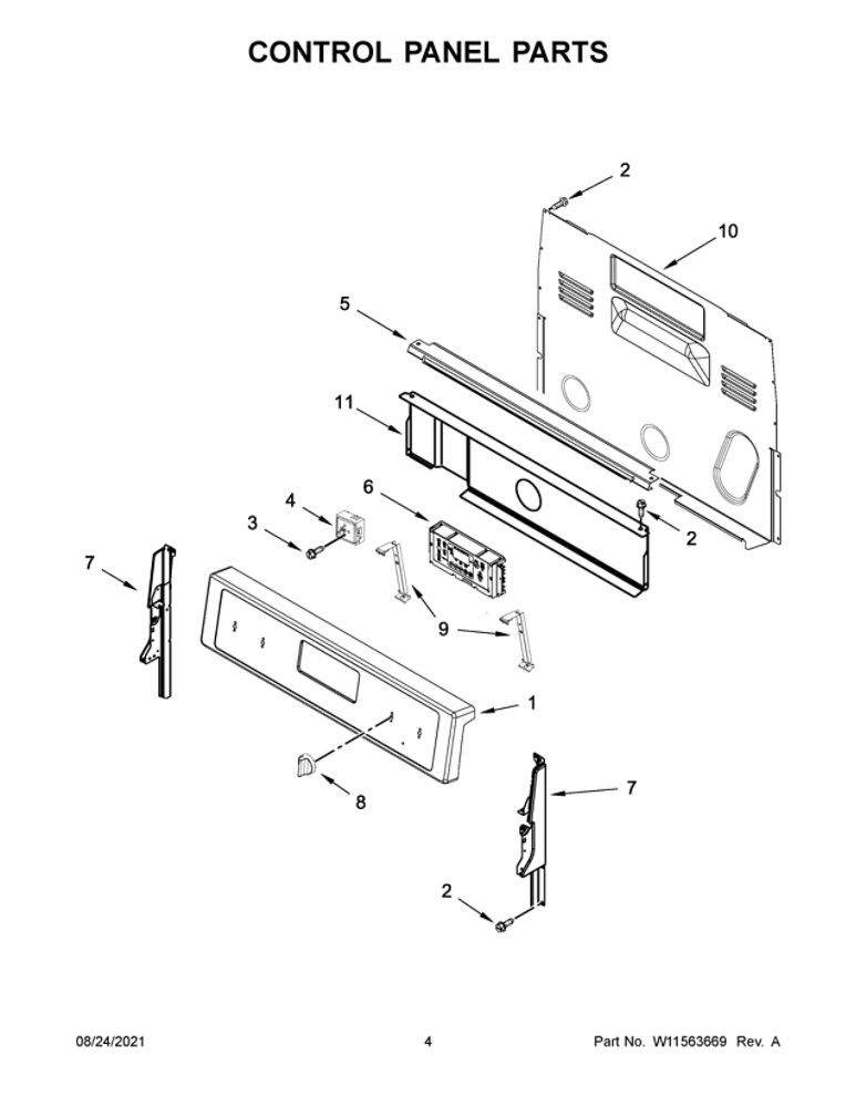 Control Panel Parts Diagram and Parts List for YMER7700LZ0  Maytag Range