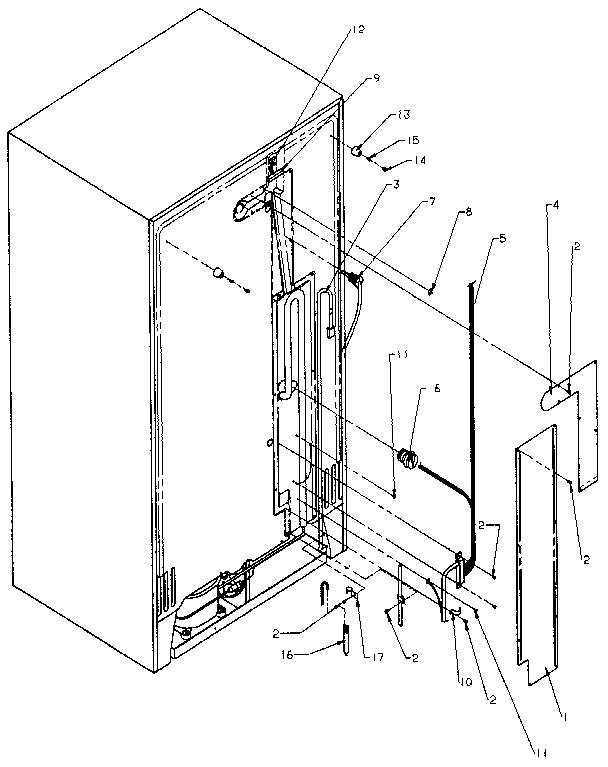 Back Unit Diagram and Parts List for SX25N-P1162704W  Amana Refrigerator