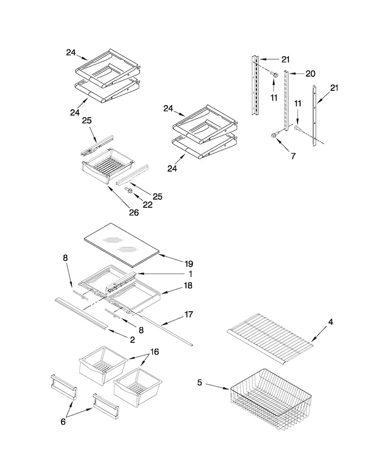 Shelf Parts Diagram and Parts List for MBR1953YES2  Maytag Refrigerator