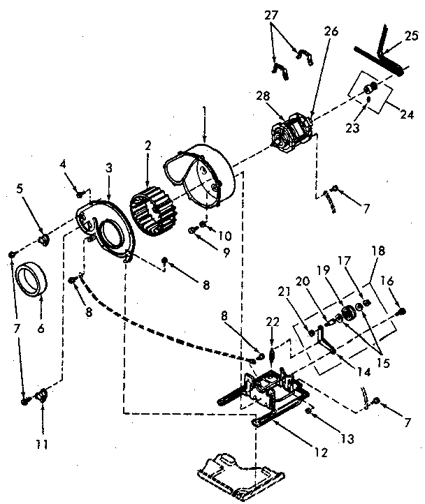 Motor, Exhaust Fan And Belt Diagram and Parts List for NE4613W43721  Speed Queen Dryer