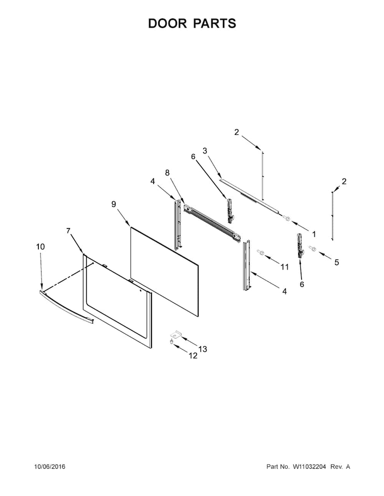 Door Parts Diagram and Parts List for AGR5330BAS1  Amana Range