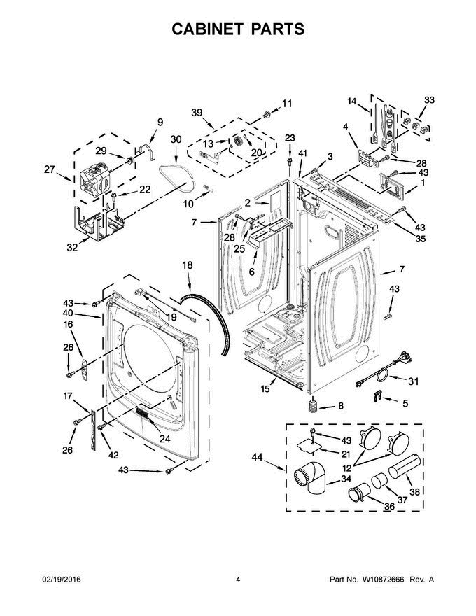 03 - Cabinet Parts Diagram and Parts List for YMED5500FC0  Maytag Dryer