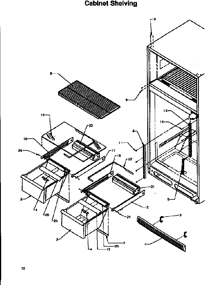 Cabinet Shelving Diagram and Parts List for TA18S2W-P1194501WW  Amana Refrigerator