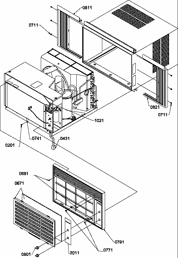 Cabinet Diagram and Parts List for 10QZ22RC-P1209802R  Amana Air Conditioner