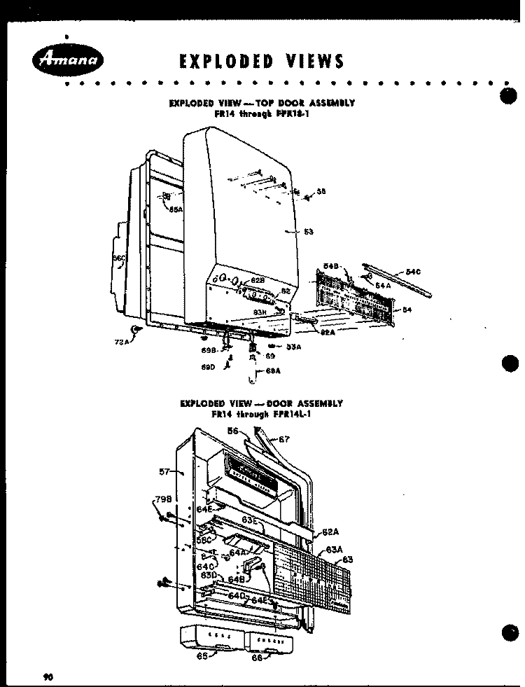 EXPLODED VIEW - TOP DOOR ASSY Diagram and Parts List for FPR14-1  Amana Refrigerator
