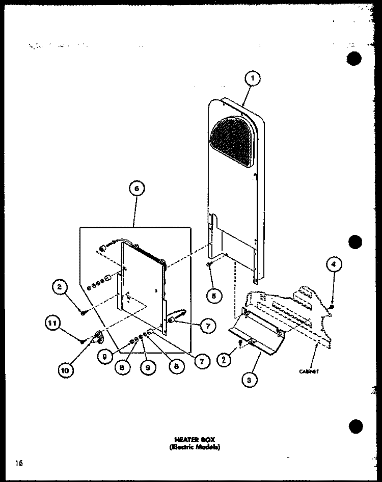 HEATER BOX (ELECTRIC MODELS) Diagram and Parts List for LE2502 P7762219W Amana Dryer