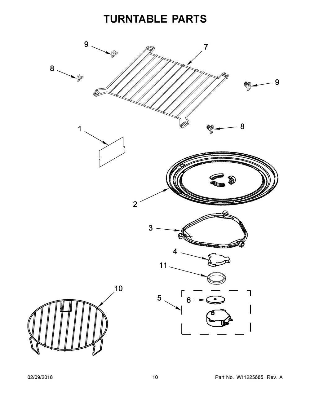 Turntable Parts Diagram and Parts List for YJMV9196CB3  Maytag Microwave