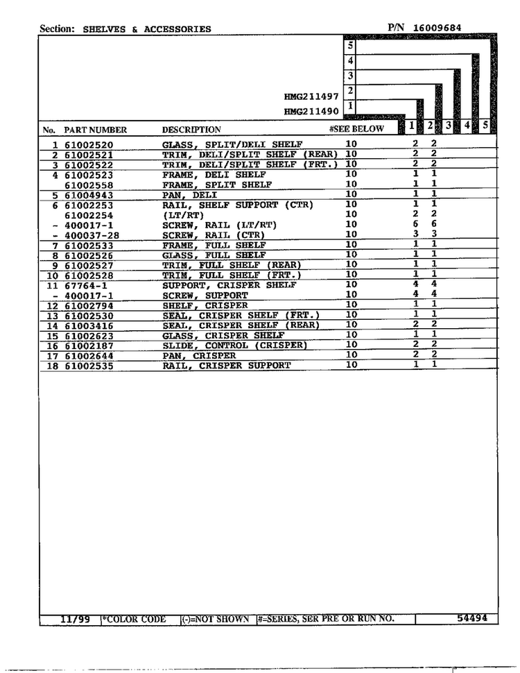 Shelves And Accessories Page 2 Diagram and Parts List for HMG211490  Admiral Refrigerator