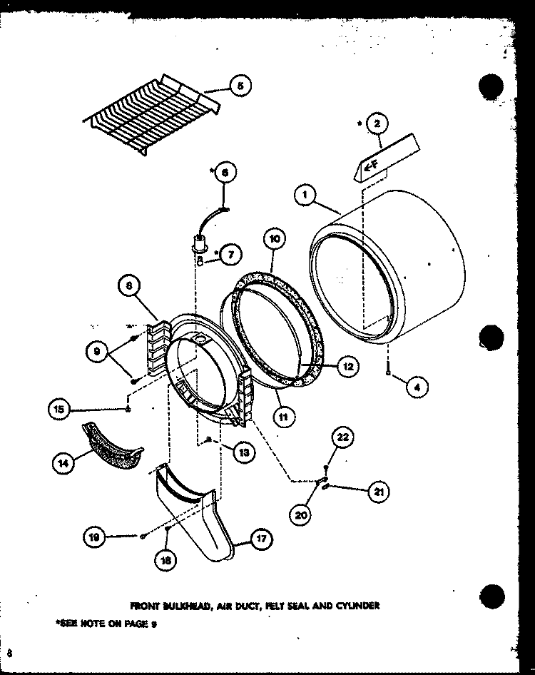FRONT BULKHEAD Diagram and Parts List for LG2412 P7762228W W Amana Dryer