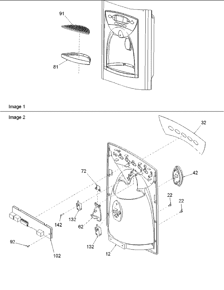 Façade Diagram and Parts List for ARSE664BS PARSE664BS0 Amana Refrigerator