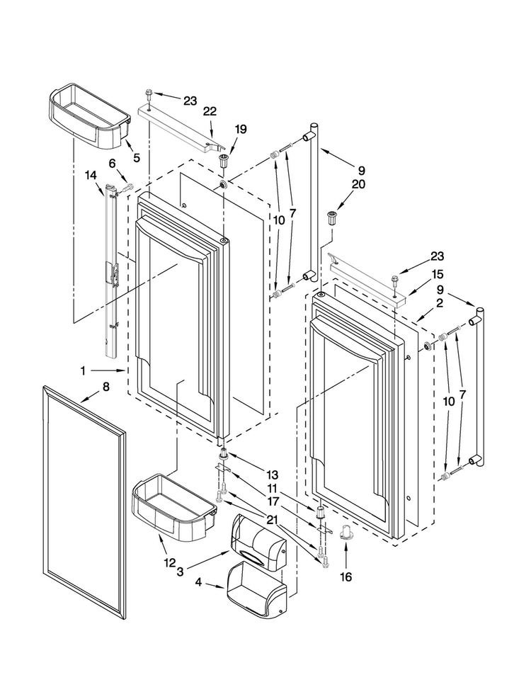 Refrigerator Door Parts Diagram and Parts List for JFC2089HPR2  Jenn-Air Refrigerator