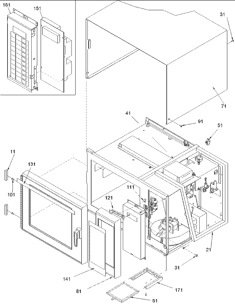 Outer Cabinet Diagram and Parts List for RFS12MPS P1324704M Amana Microwave