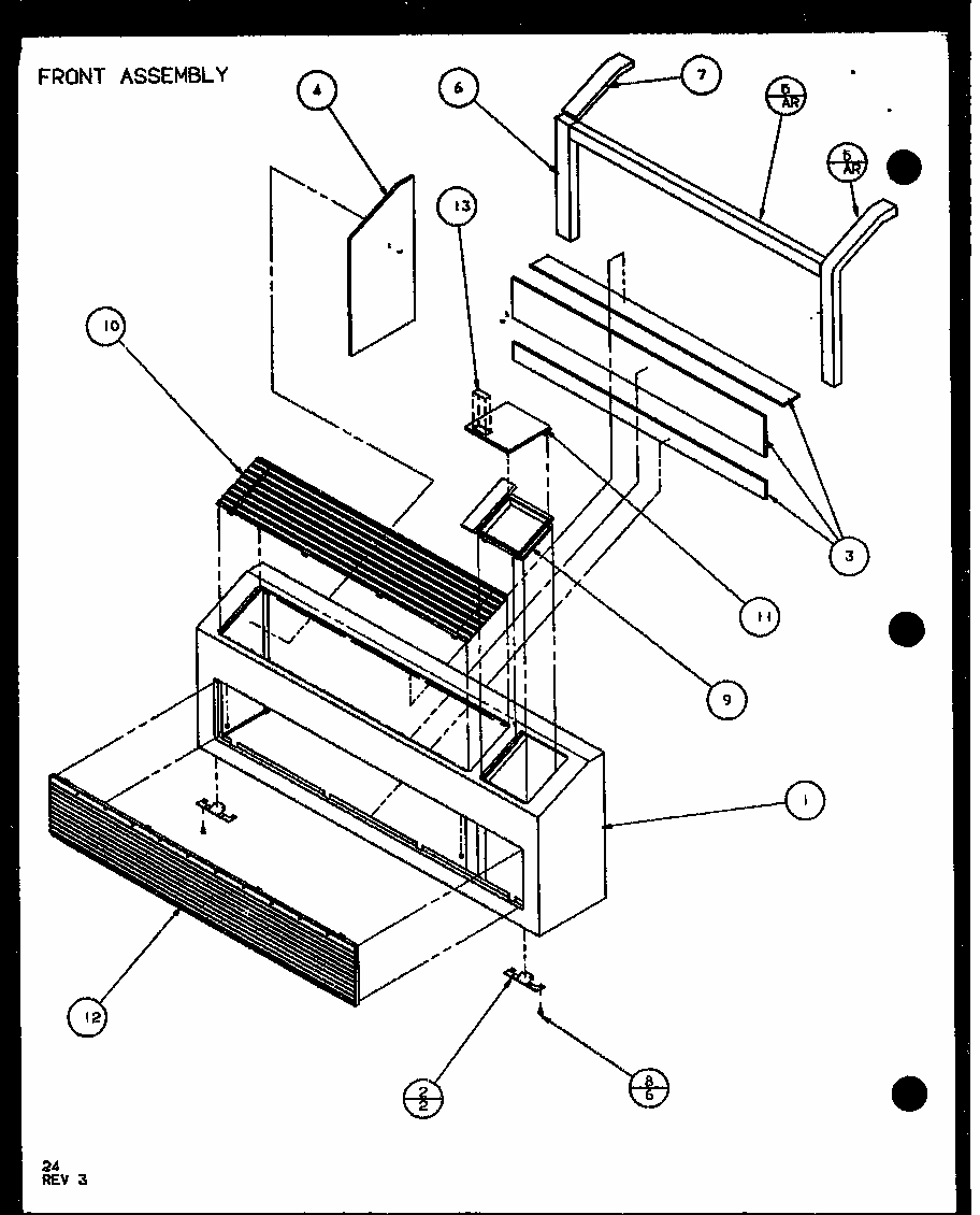 Front Assembly (pth09300e/p9806808r) (pth09400e/p9806908r) (pth09300ec/p9811808r) (pth09400ec/p9872308r) Diagram and Parts List for PTH09400F P1102701R Amana Air Conditioner