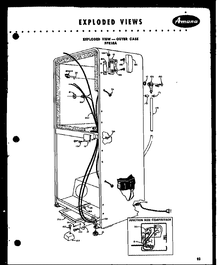EXPLODED VIEW - OUTER CASE Diagram and Parts List for FPR14-1  Amana Refrigerator