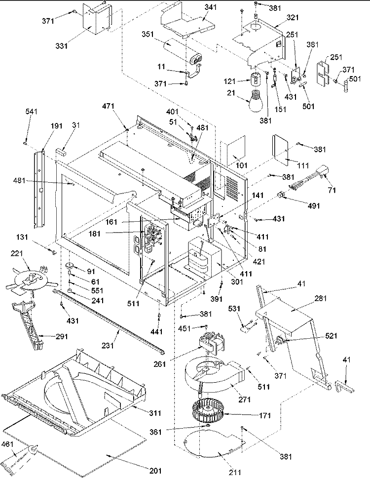 Internal Components Diagram and Parts List for RFS12MPS P1324704M Amana Microwave