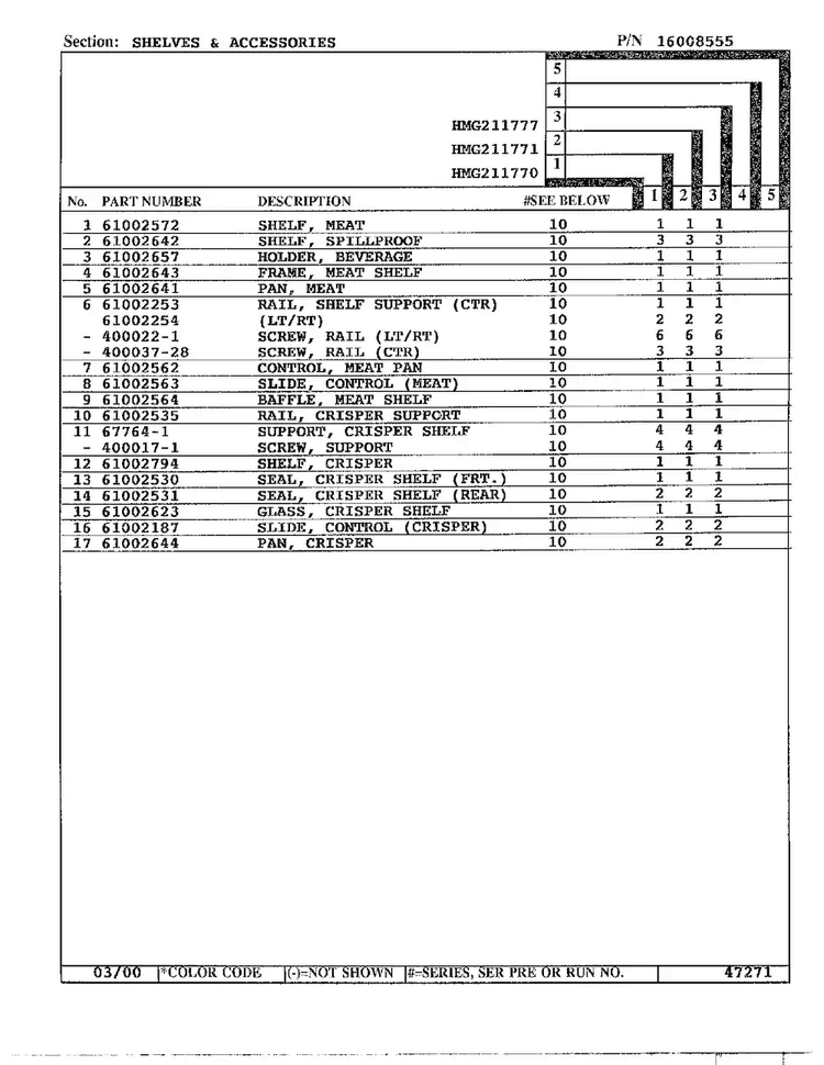 Shelves/accessories Page 2 Diagram and Parts List for HMG211770  Admiral Refrigerator