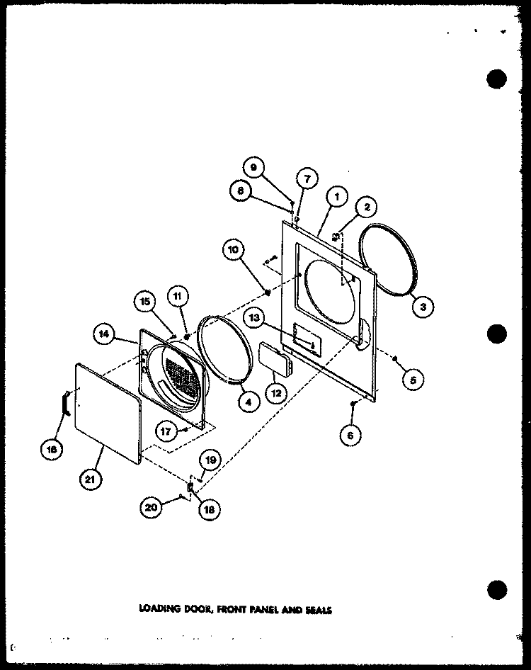LOADING DOOR Diagram and Parts List for LED302 P7762221W Amana Dryer