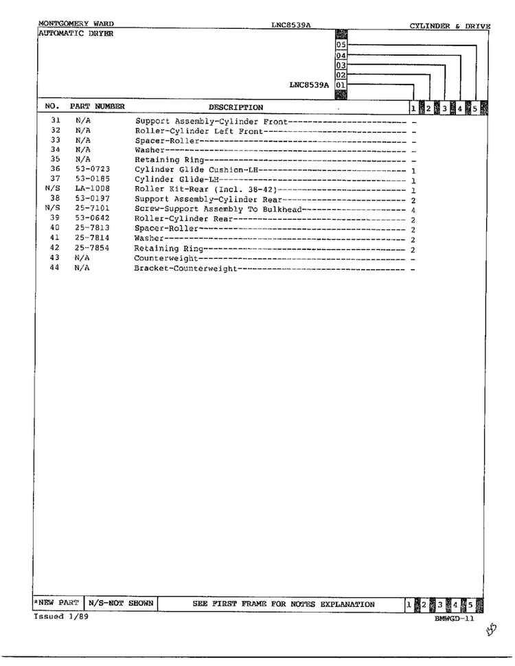 Automatic Dryer-cylinder And Drive Page 3 Diagram and Parts List for 8539A  Norge Dryer