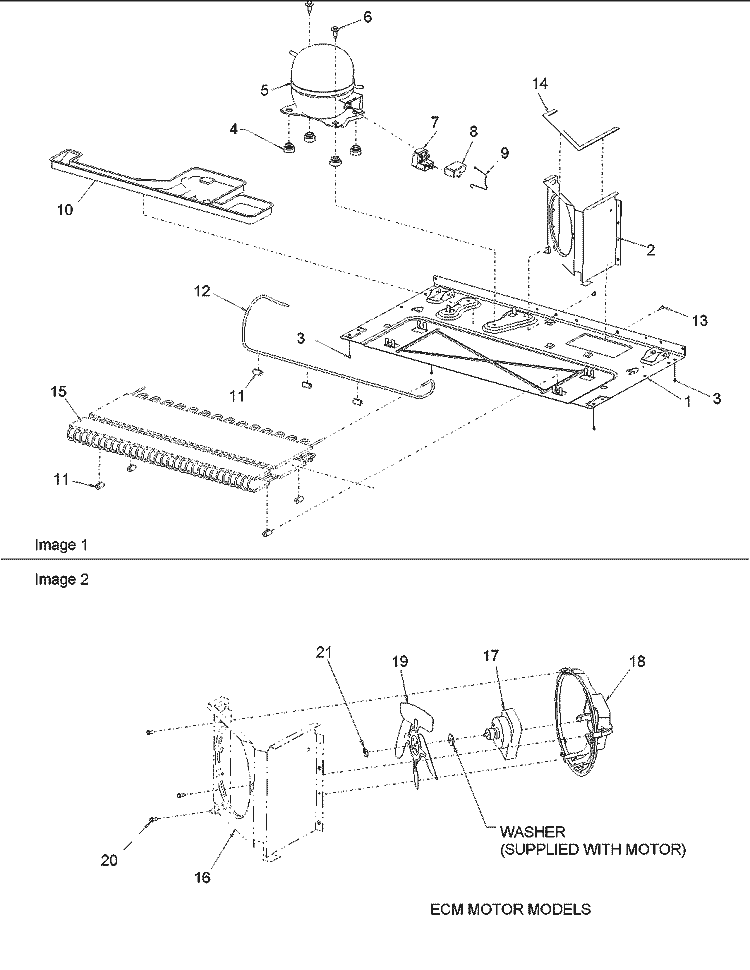 MACHINE COMPARTMENT Diagram and Parts List for DRSE663BC PDRSE663BC0 Amana Refrigerator