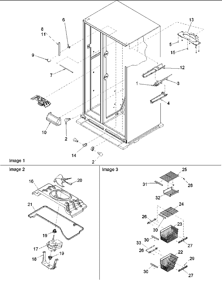 Fz Shelving, Filter & Evap Fan Motor Diagram and Parts List for ARS2667BS PARS2667BS0 Amana Refrigerator