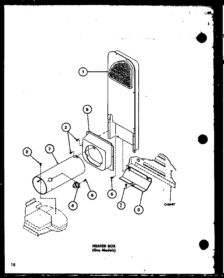 HEATER BOX (GAS MODELS) Diagram and Parts List for LGD312 P7762222W W Amana Dryer