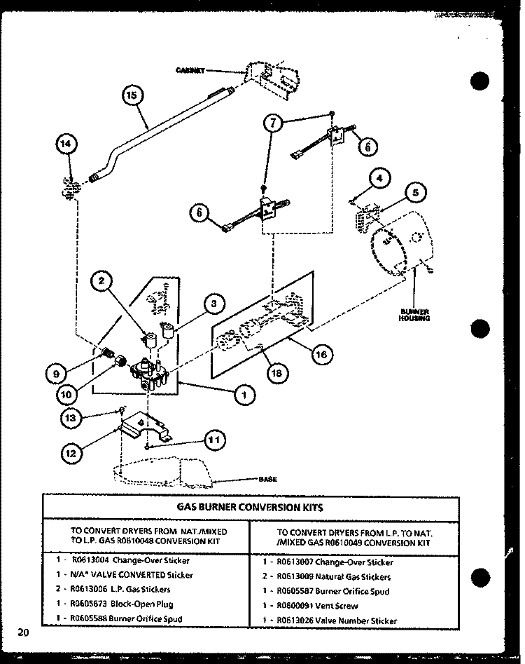 Page 9 Diagram and Parts List for LGD312 P7762222W W Amana Dryer