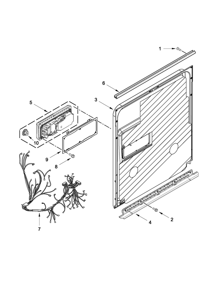 Inner Door Parts Diagram and Parts List for JDB8000AWC2  Jenn-Air Dishwasher