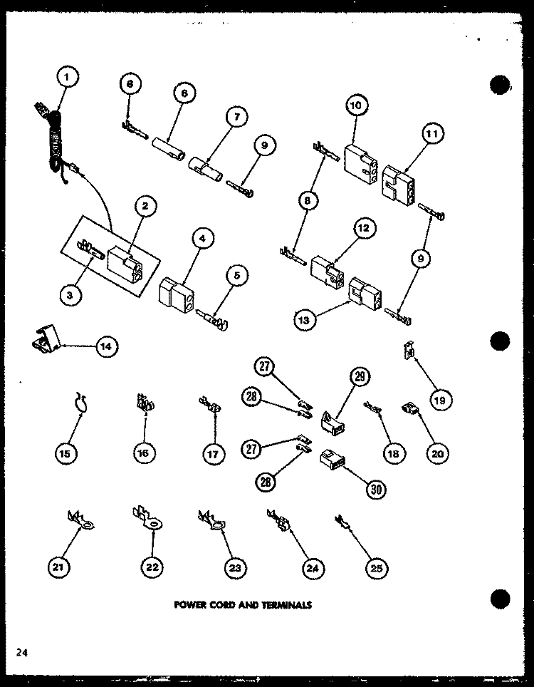 POWER CORD AND TERMINALS Diagram and Parts List for LGD312 P7762222W W Amana Dryer