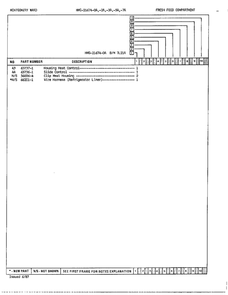 Fresh Food Compartment Page 3 Diagram and Parts List for 21674A  Admiral Refrigerator