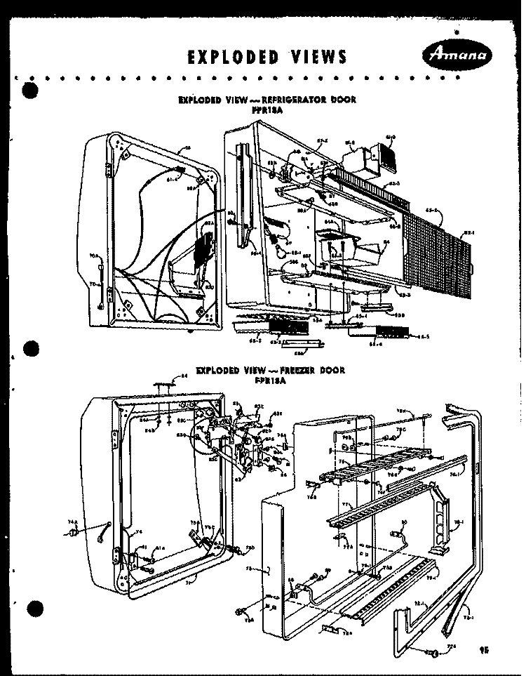 EXPLODED VIEW - REF DOOR Diagram and Parts List for FPR14-1  Amana Refrigerator